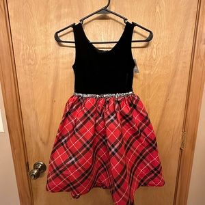 NWT Justice Black & Red Christmas Dress Girls Size 7